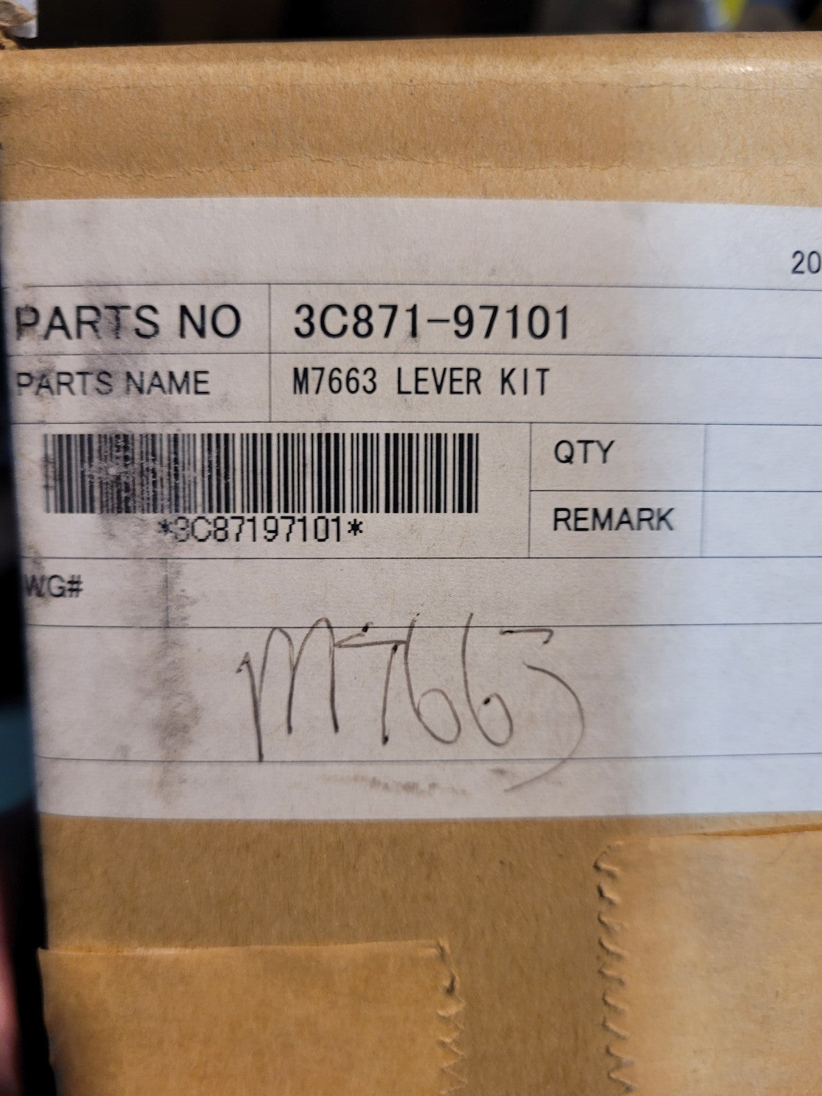 3C871-97101 KUBOTA M7663 3RD LEVER KIT 3C87197101