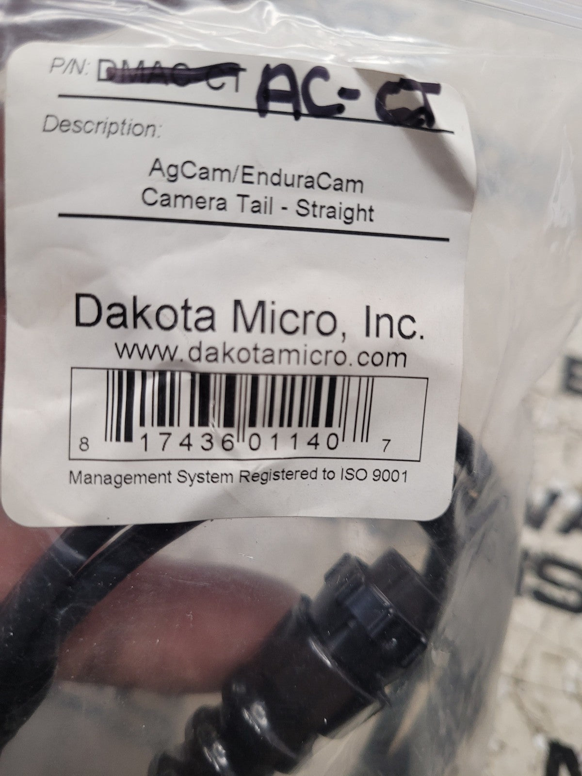 NEW DMAC-CT AG CAM CABLE AgCam/EnduraCam 36? Camera Tail Straight
