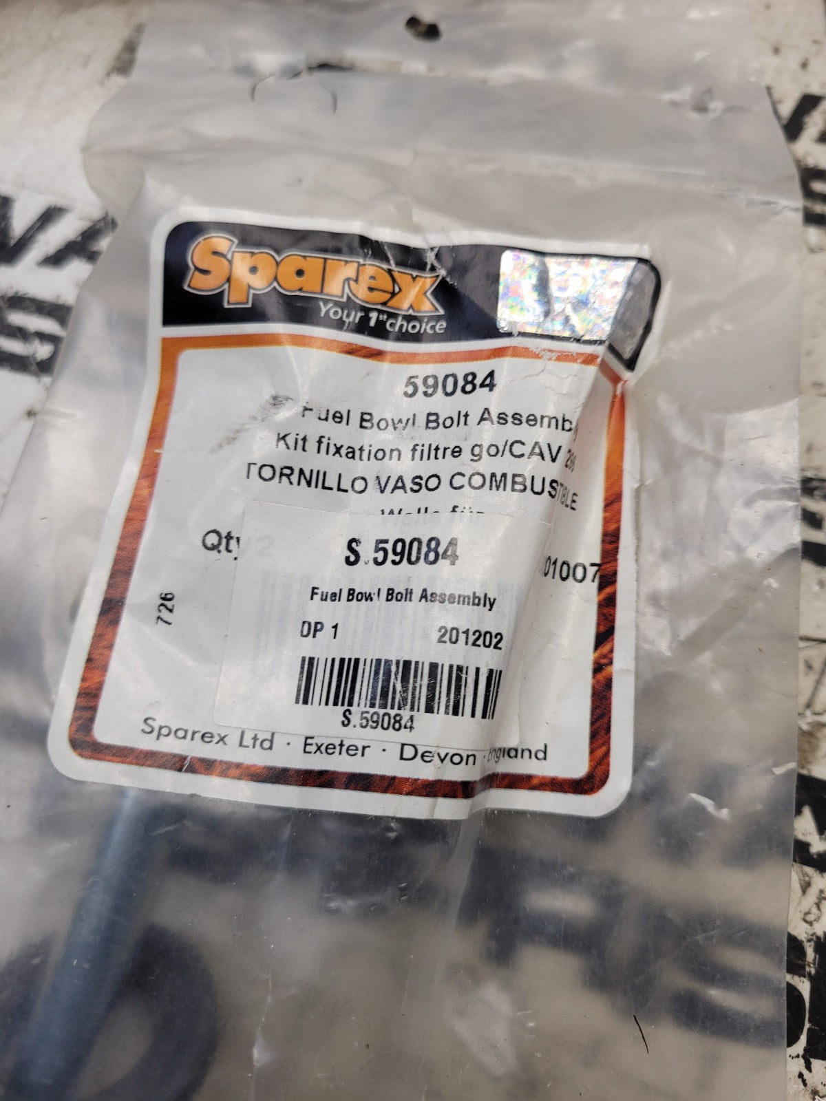 New Sparex S.59084 Fuel Bowl Bolt Assembly 59084