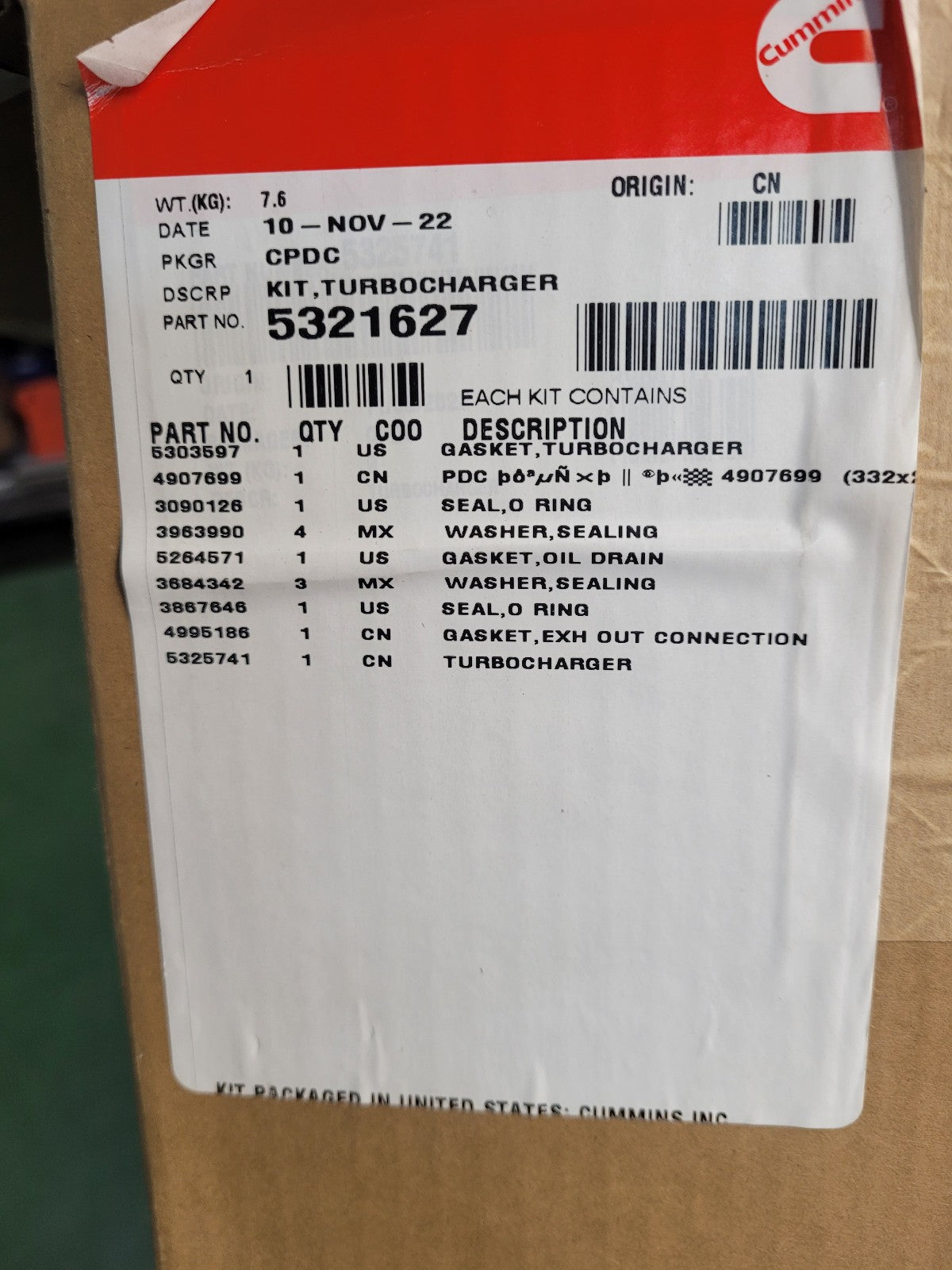 NEW OEM GENUINE CUMMINS 5321627 Turbocharger Tier 4 3.8 liter ISF/QSF