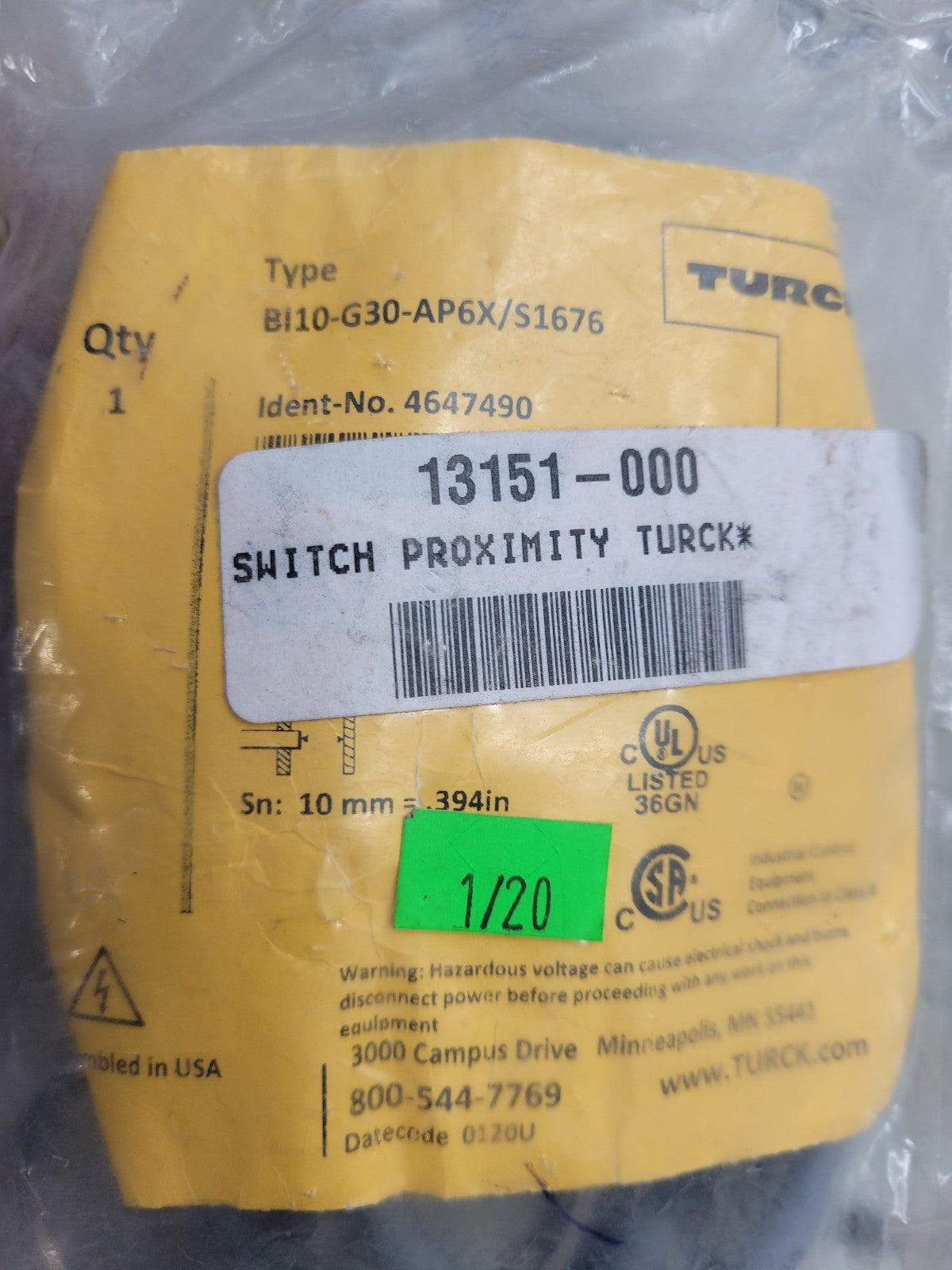 NEW TURCK PROXIMITY SWITCH 13151-000 BI10-G30-AP6X/S1676