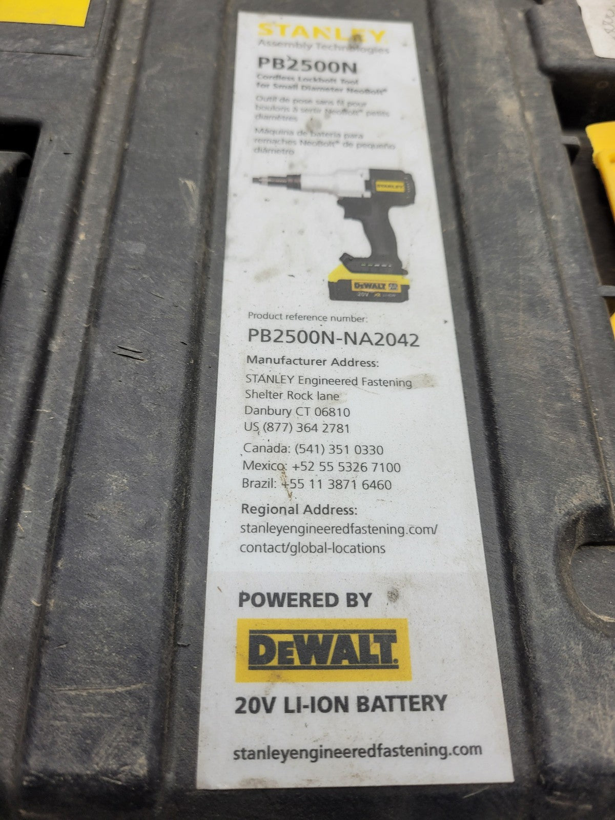 PB2500N STANLEY NeoBolt® PB2500N Cordless Lockbolt Tool ref-2010