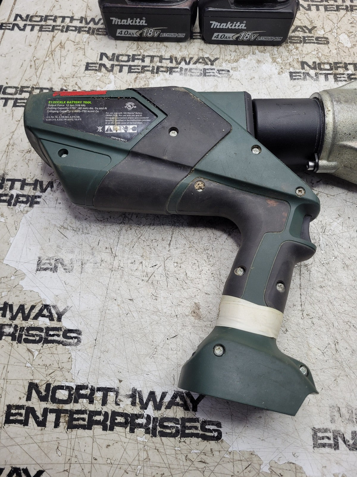 Used E12CCXLX GATOR 12 TON 40MM 8AWG-750 GREENLEE UA12ID CRIMPING TOOL