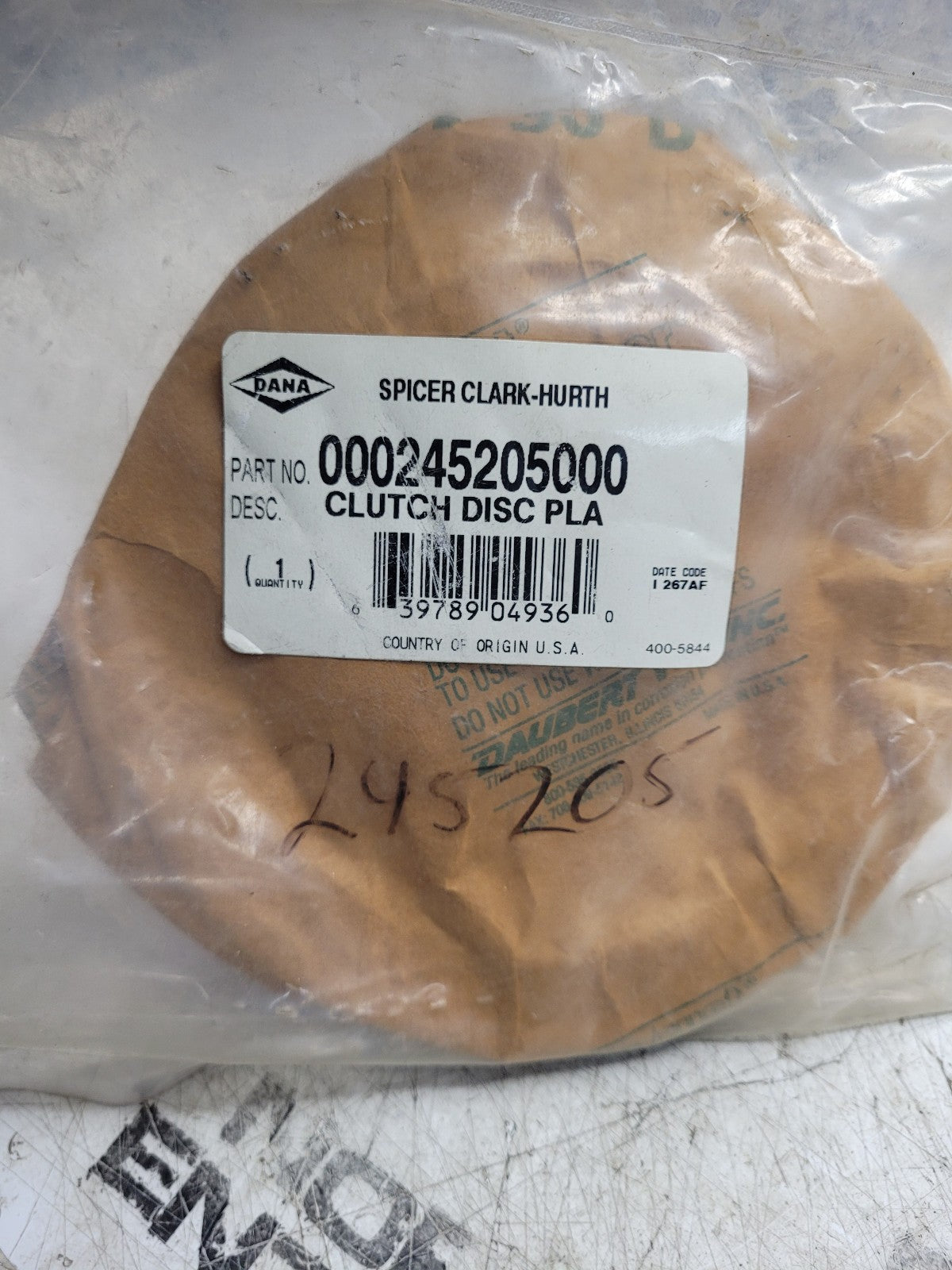 New 000245205000 Dana Spicer Clutch Disc Plate P/N: 245205