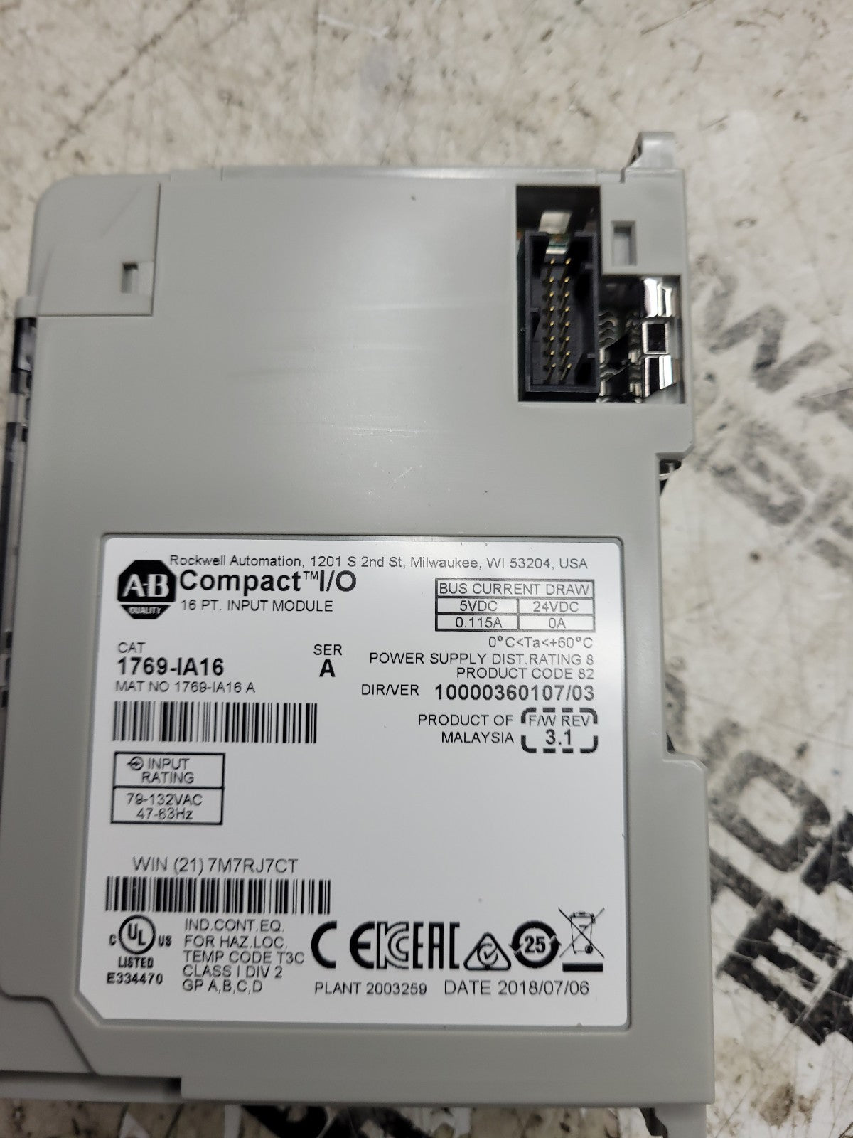 NEW 1769-IA16 Compact I/O Input Module 24VDC 16Point 120 VAC
