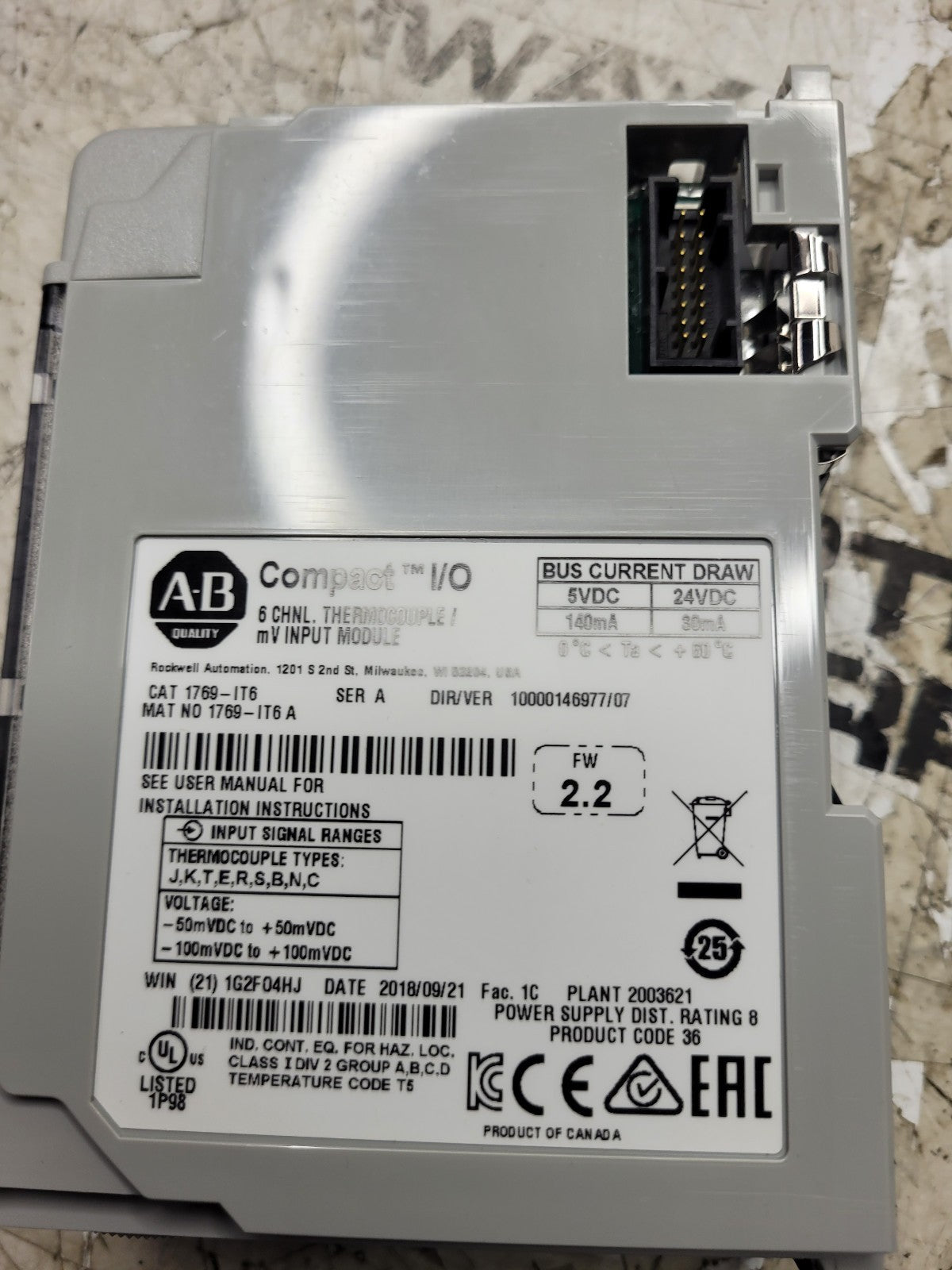 NEW Allen Bradley 1769-IT6 Series A Compact I/O Thermocouple Input Module
