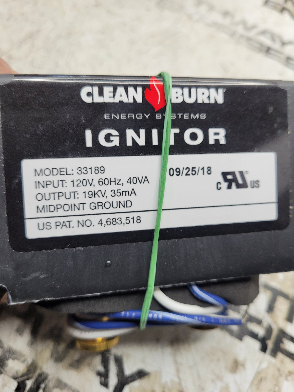 NEW Clean Burn TRANSFORMER ELECTRIC IGNITOR CARLIN 33189 Waste Oil burner