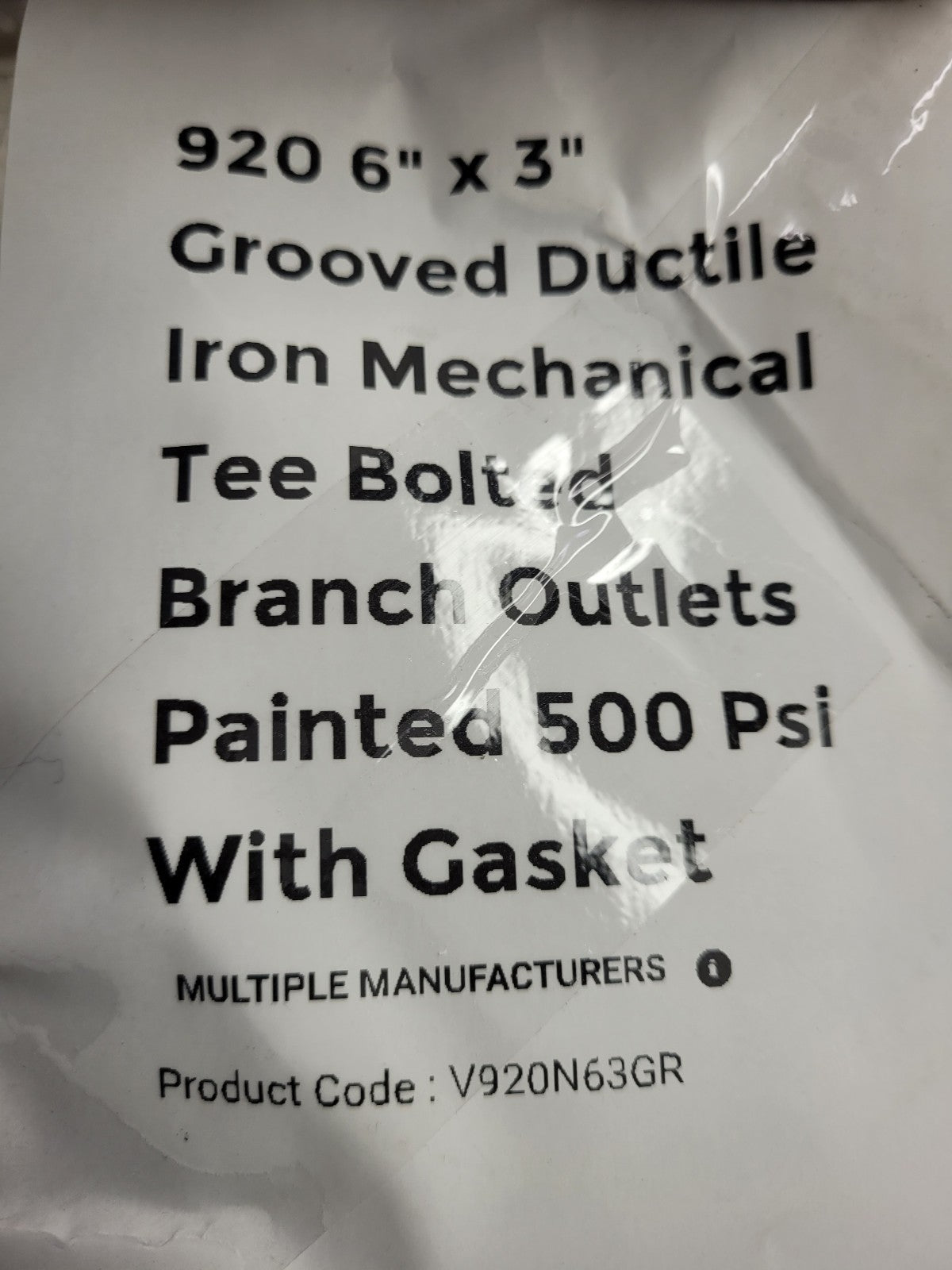 NEW Victaulic 6” x 3” Grooved Style 920 Mechanical Tee Bolted Branch Outlet S/92