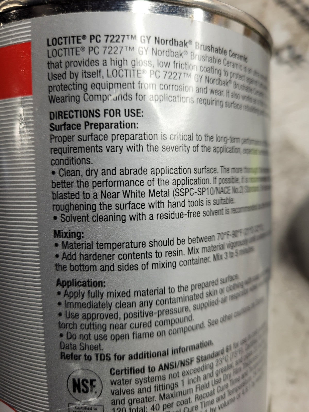 NEW PC 7227 GY LOCTITE NORDBAK BRUSHABLE CERAMIC EPOXY PN.209826