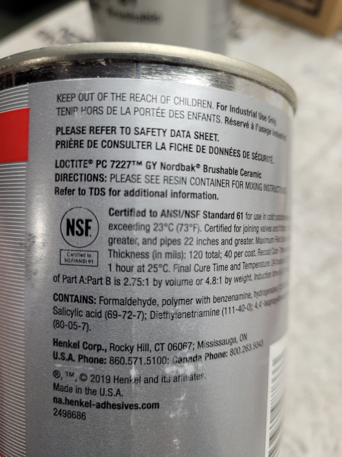 NEW PC 7227 GY LOCTITE NORDBAK BRUSHABLE CERAMIC EPOXY PN.209826