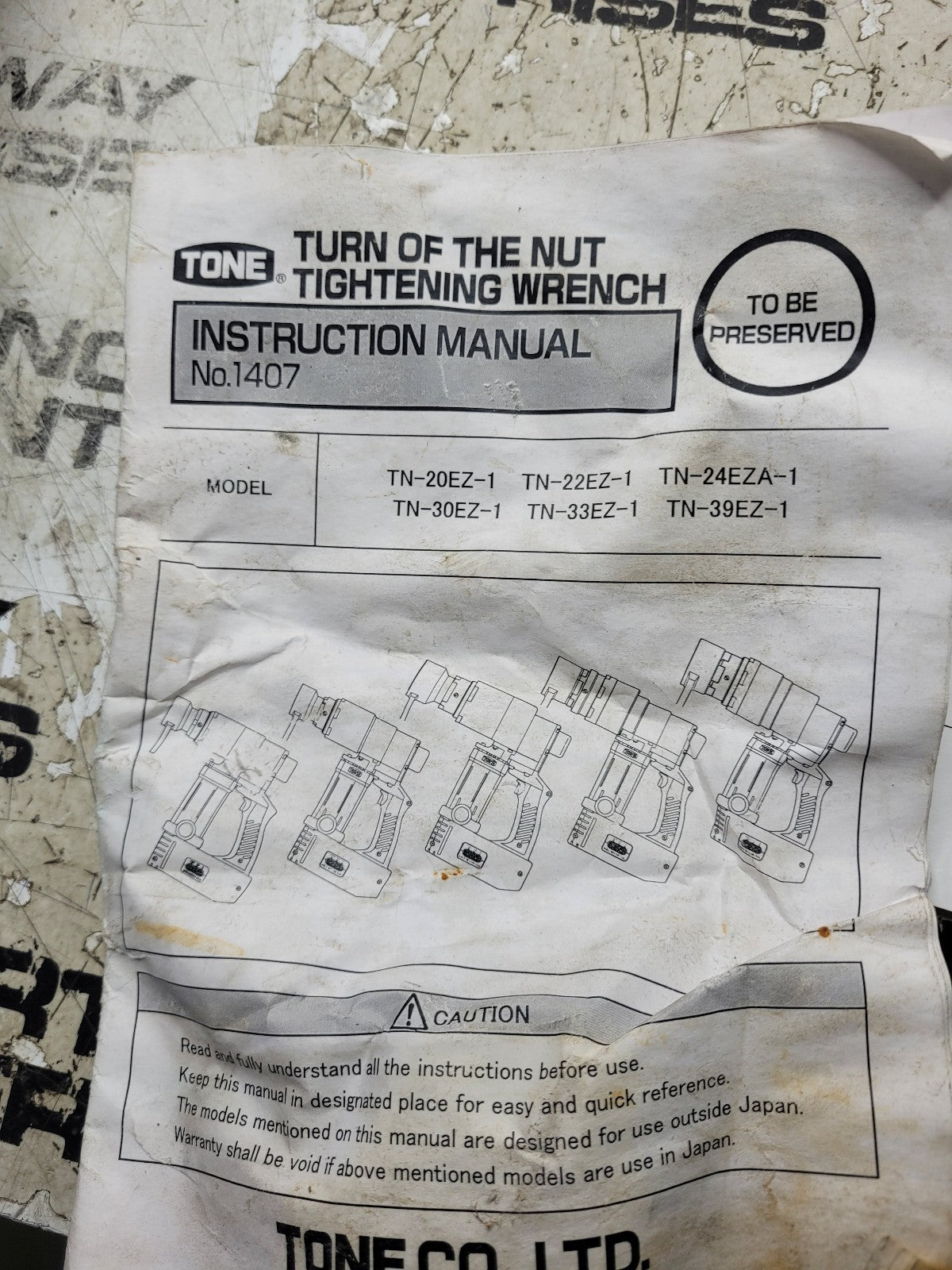 FOR PARTS TN-22EZ-1 Tone Shear Wrench Model TN-22EZ-1