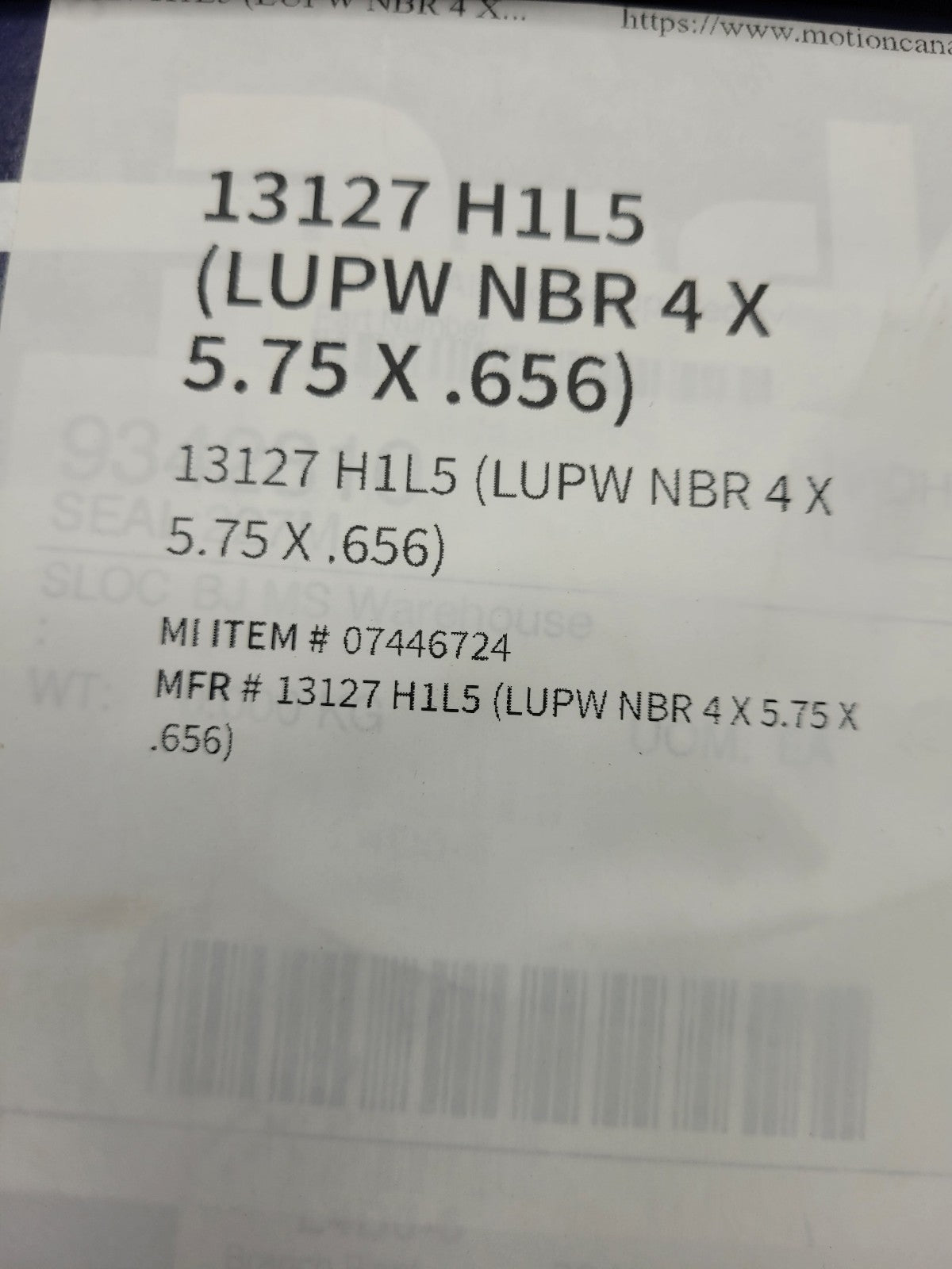 NEW 13127 H1L5 PARKER 13127 H1L5 (LUPW NBR 4 X 5.75 X .656)