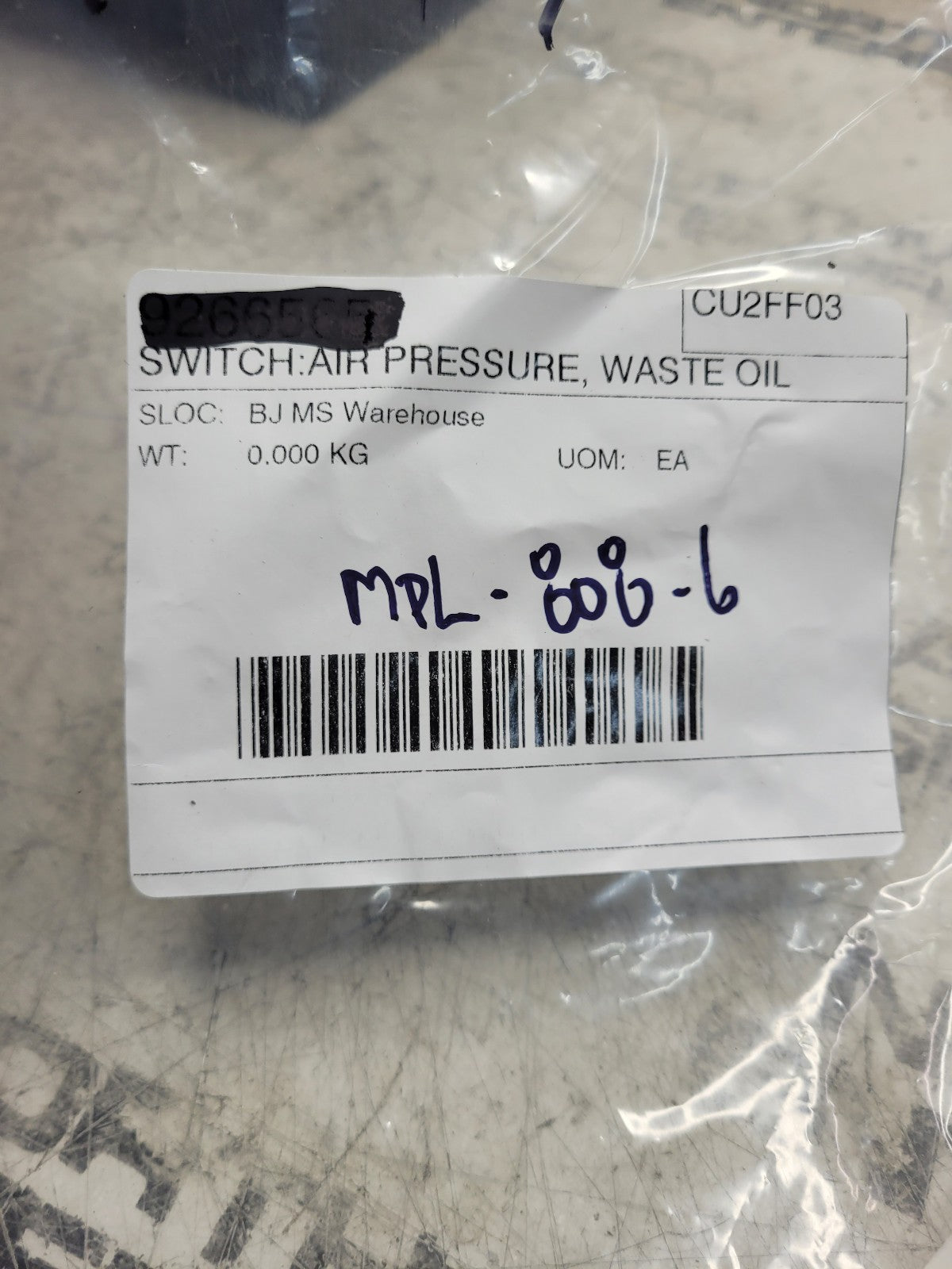 NEW MPL MPL-808-6PSI PRESSURE SWITCH