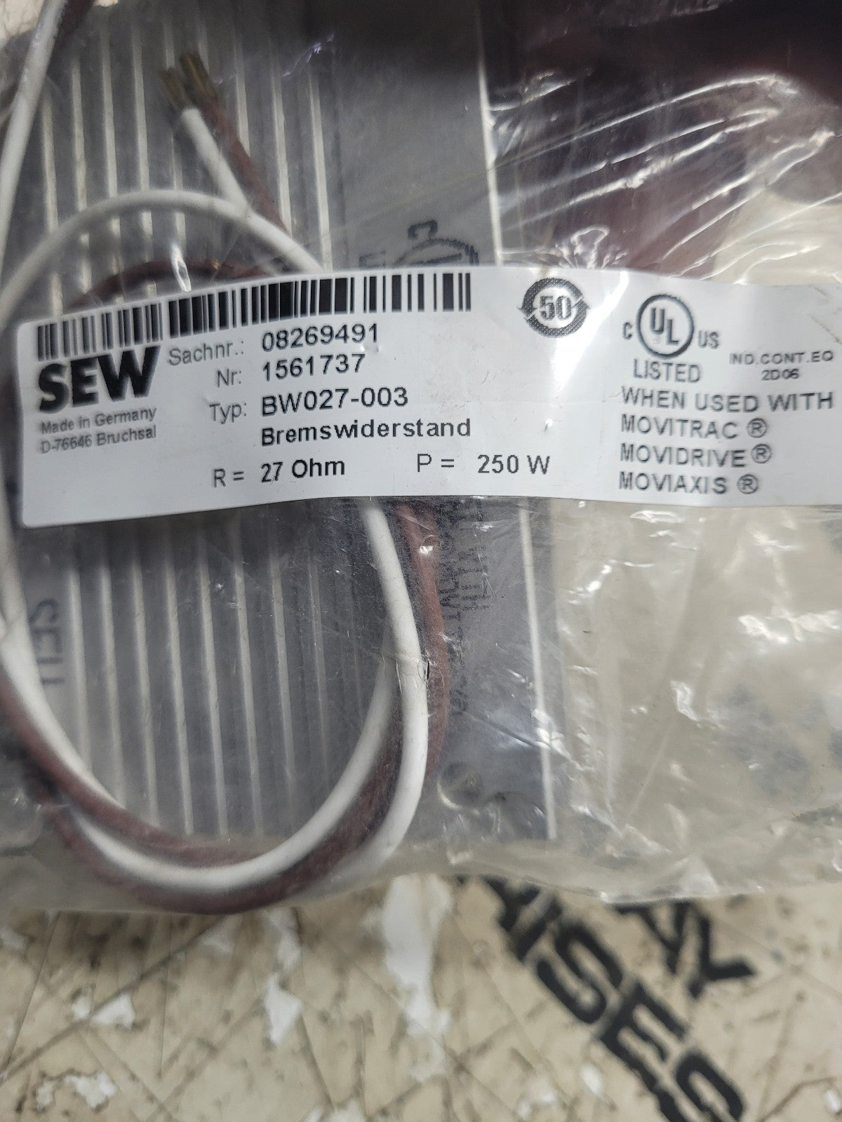 NEW SEW EURODRIVE POWER BRAKING RESISTOR 8269491 BW027-003 027O 250W