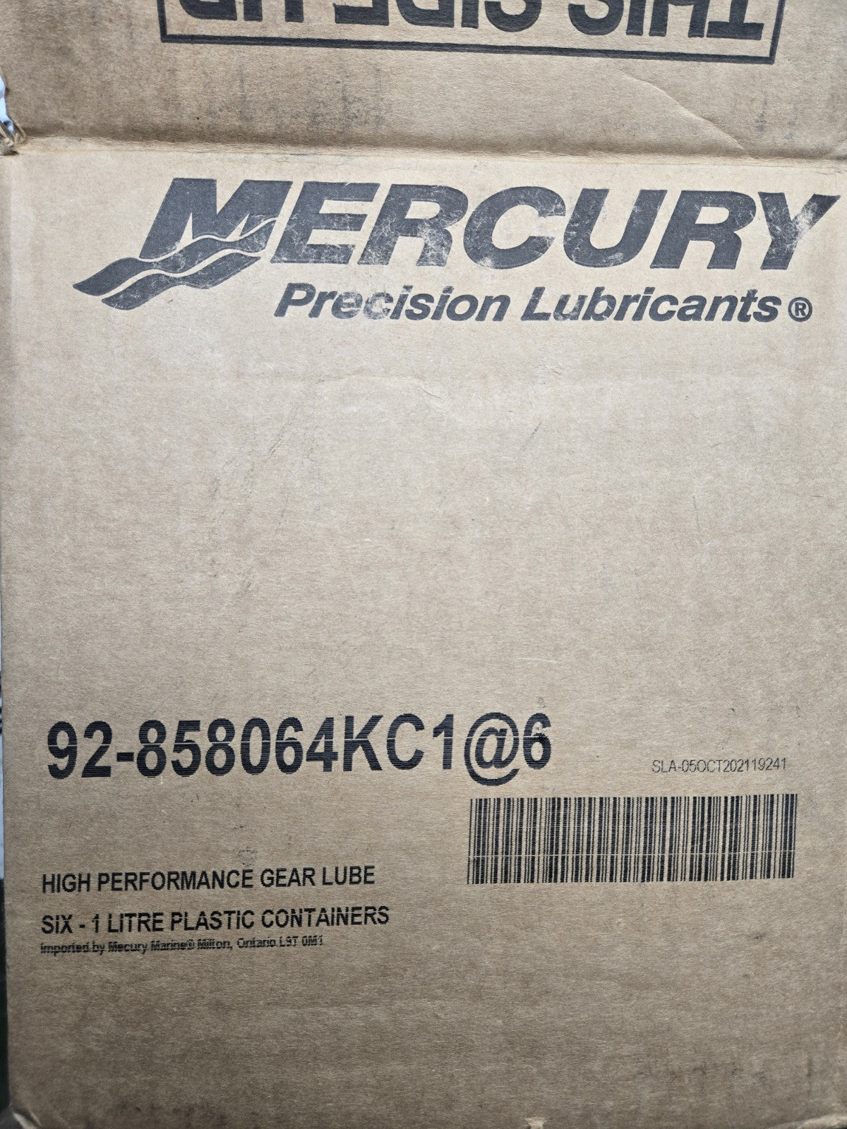 1 CASE OF 6 (1 LITER JUGS) MERCURY HIGH PERFORMANCE GEAR LUBE 92-858064KC1
