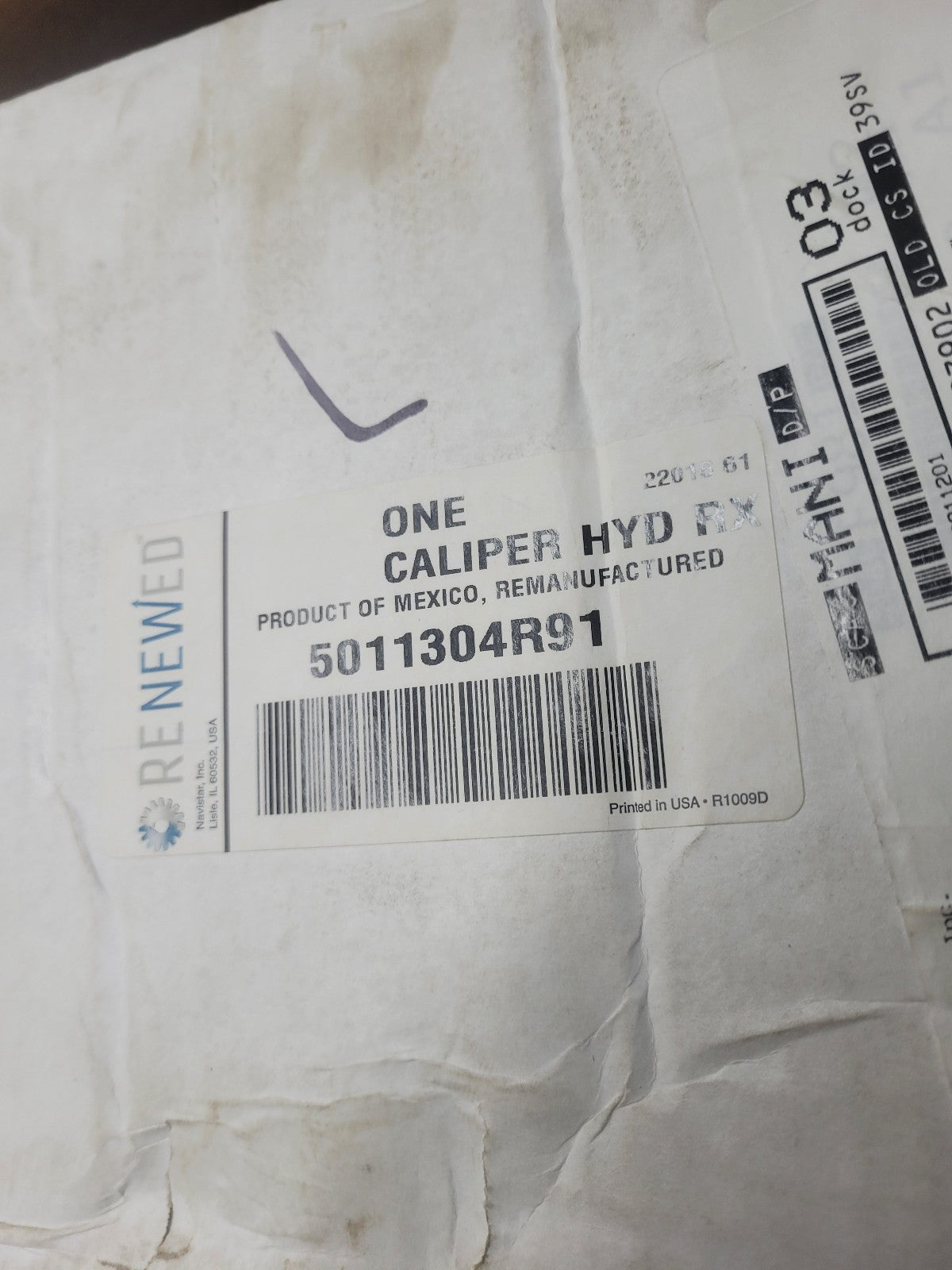 NEW CALIPER, REMAN LH FRT/RH RR, 5011304R91