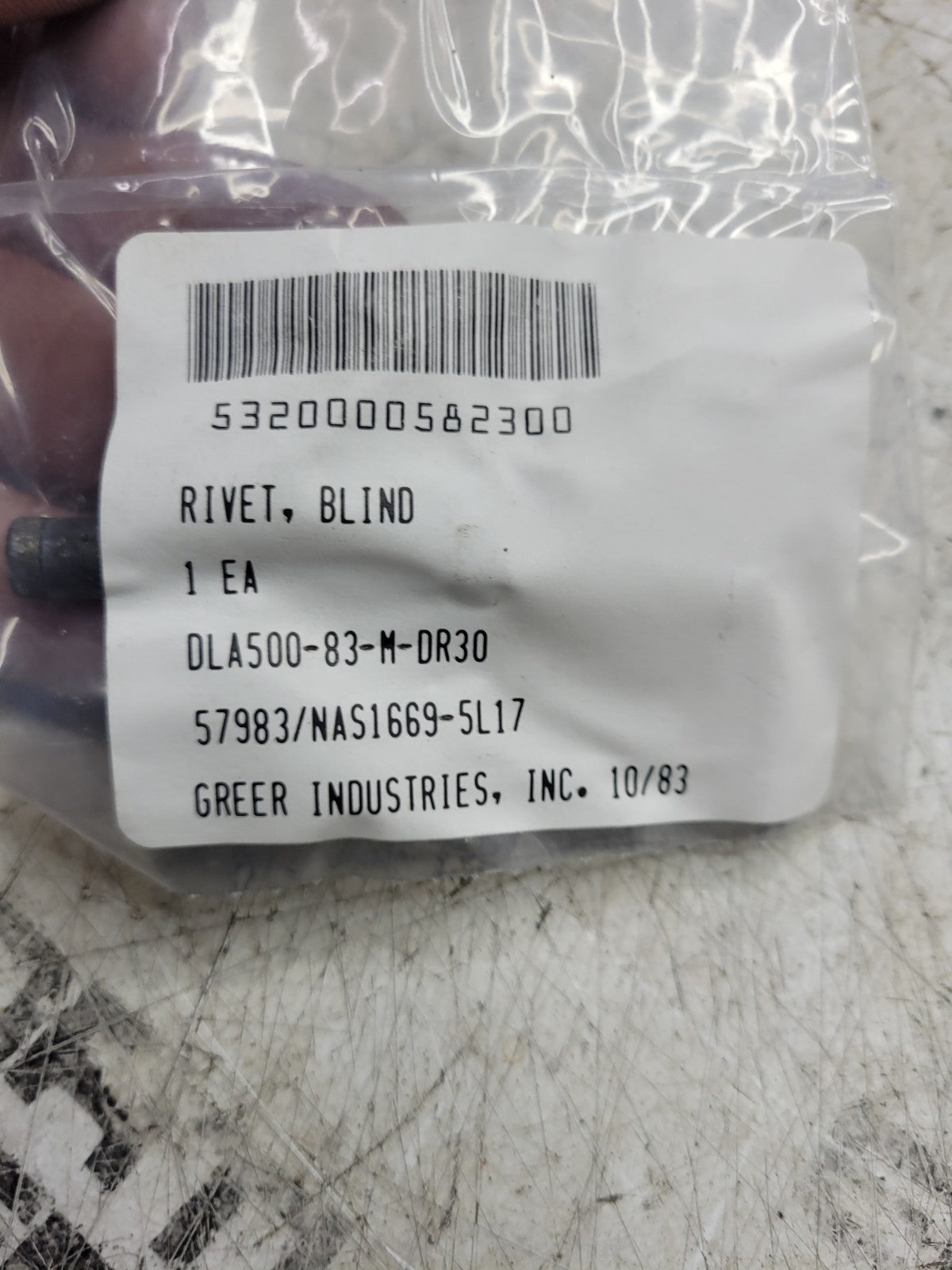 NEW OLD STOCK LOT OF 24 PC - 5320-00-058-2300 BLIND RIVET  NAS1669-5L17