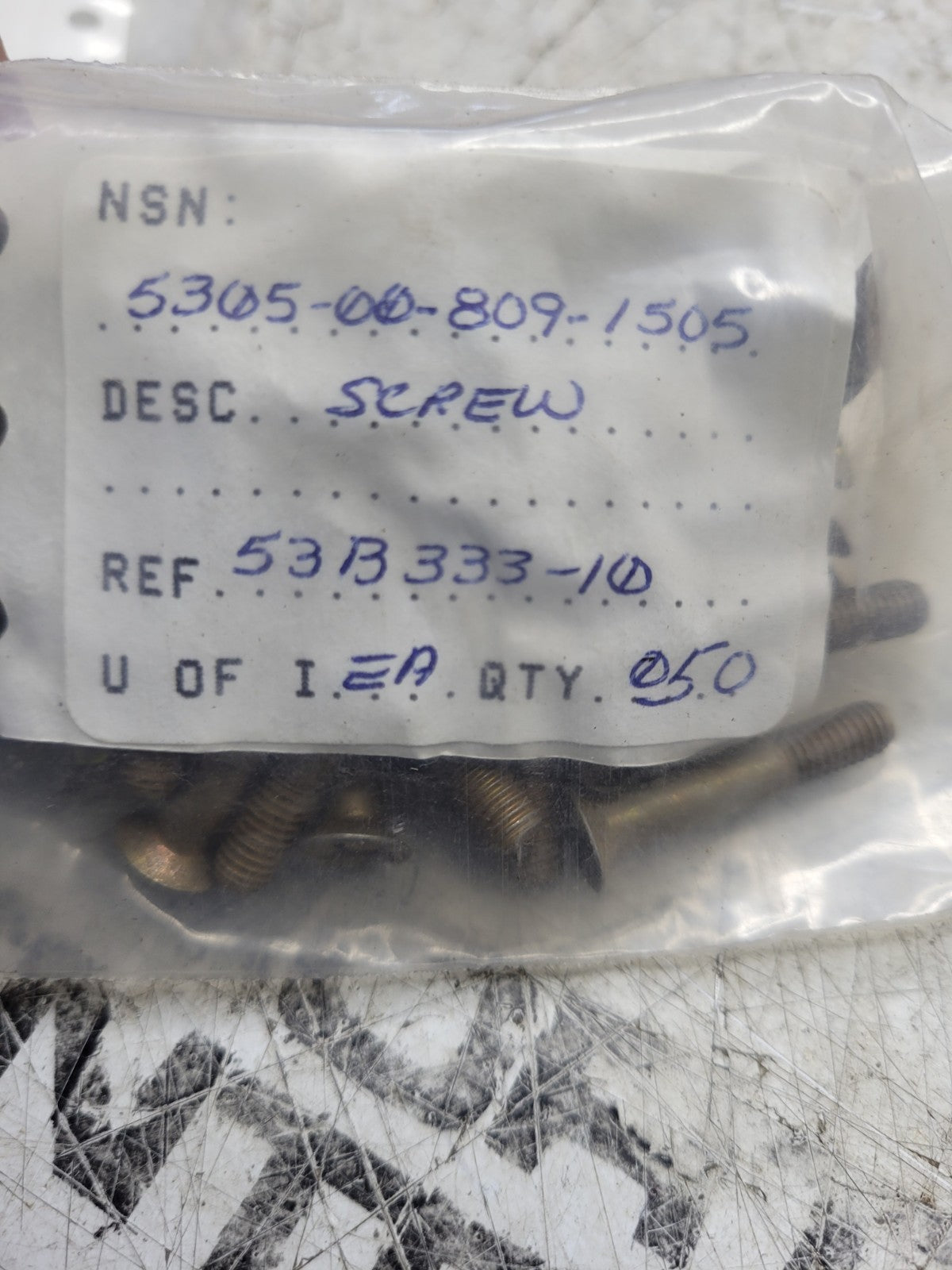 NEW OLD STOCK LOT OF 161 SCREWS 5305-00-809-1505 / 53B333-10