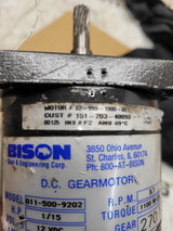 NEW 011-500-9202 BISON GEAR MOTOR 1/15 HP 12 VDC 7.2A 3.7RPM 1100 INLBS