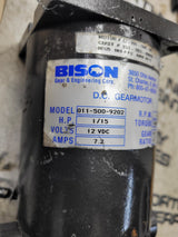 NEW 011-500-9202 BISON GEAR MOTOR 1/15 HP 12 VDC 7.2A 3.7RPM 1100 INLBS