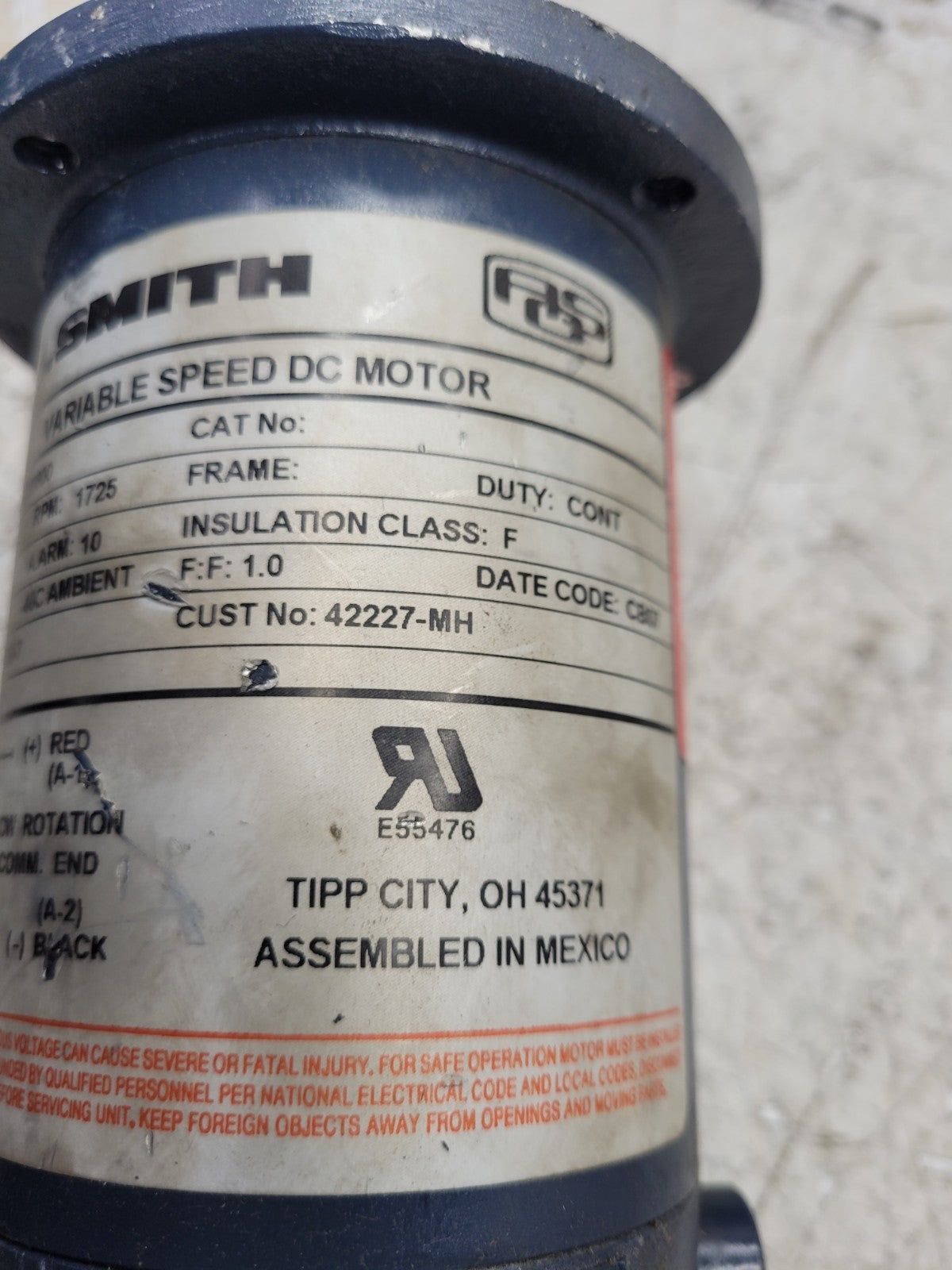 NEW A.O.SMITH 3420D-7 22320800 1/8HP 1725RPM TENV  ELECTRIC MOTOR 12VDC