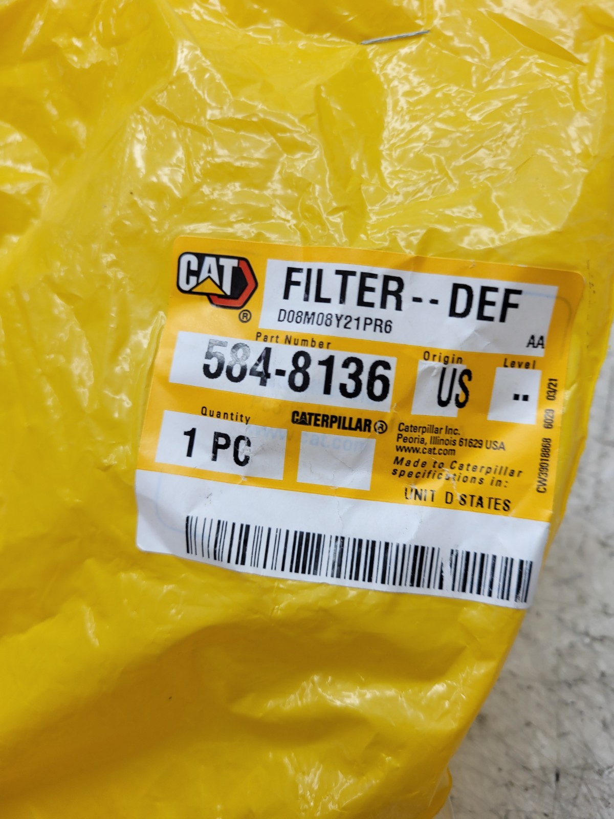 New 584-8136 Genuine Caterpillar CAT Def Filter  5848136