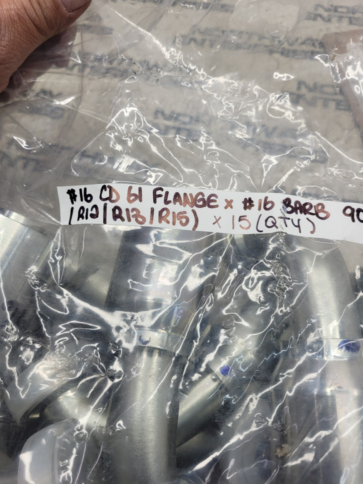 15PC LOT -  497-8292 4978292 #16 CD 61 FLANGE X 16 BARB 90° 90 Degree Code 61