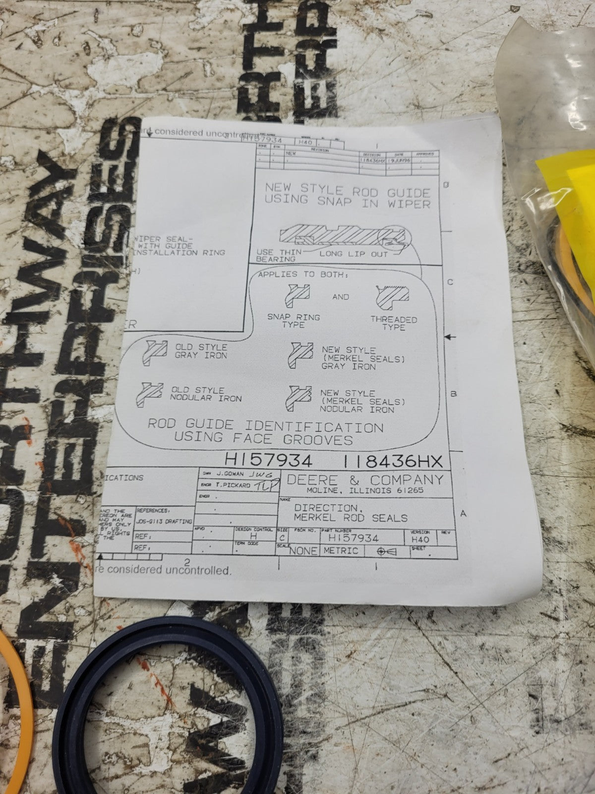 AH153497 OEM JOHN DEERE HYDRAULIC CYLINDER SEAL KIT 450H 450J 544H