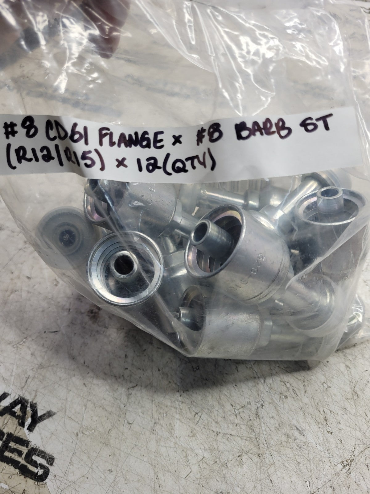 12PC LOT -  328-9137 3289137 #8 CD 61 FLANGE X #8 BARB ST Hydraulic Fitting