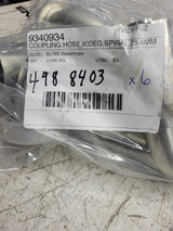 6PC LOT -  498-8403 4988403 #16 CD 62 FLANGE X #16 BARB 90° Hydraulic Fitting