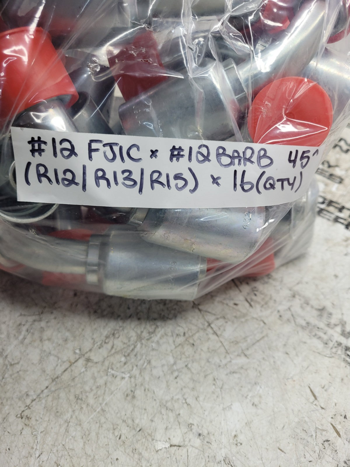 16PC LOT -  432-2029 4322029 #12 FJ1C X #12 BARB 45°  Female Swivel Hydraulic