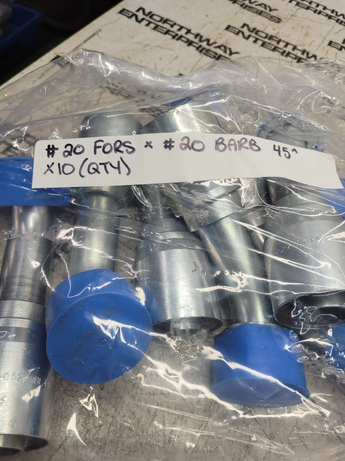 10PC LOT -  221-0522 2210522 #20 FORS X #20 BARB 45°  Swivel Fitting Hydraulic