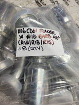 8PC LOT -  497-8288 4978288 #16  FLANGE #16 BARB 45° HYDRAULIC FITTING
