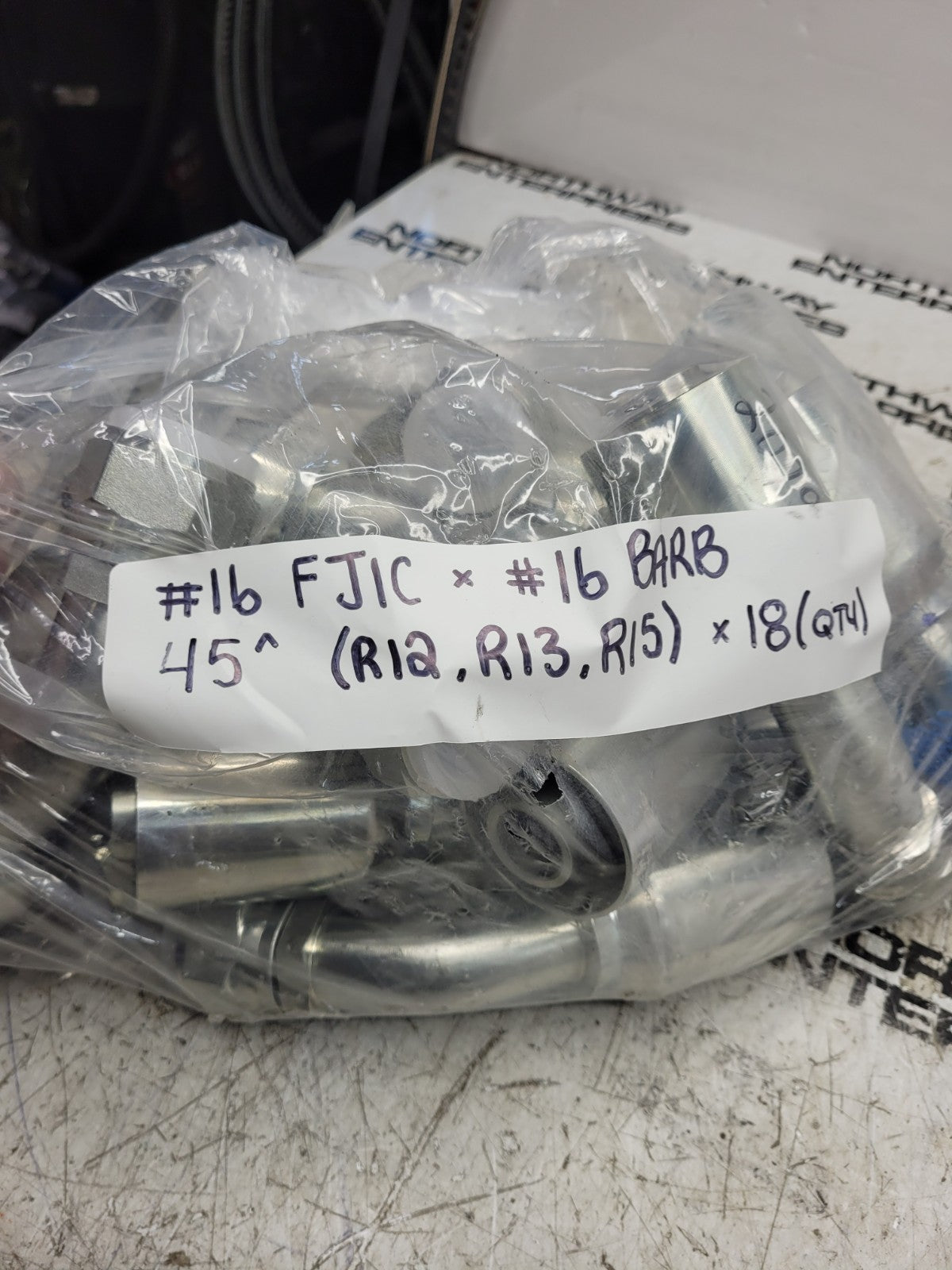 18PC LOT - 499-1161 4991161 #16 FJ1C X #16 BARB 45 swivel Hydraulic Fitting