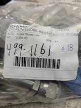 18PC LOT - 499-1161 4991161 #16 FJ1C X #16 BARB 45 swivel Hydraulic Fitting