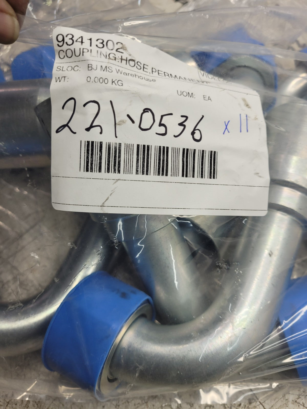 11PC LOT - 221-0536 2210536 #20 FORS X #20 BARB 90 swivel hydraulic fitting